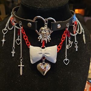 Gothic Heart Charm Necklace With The Joker